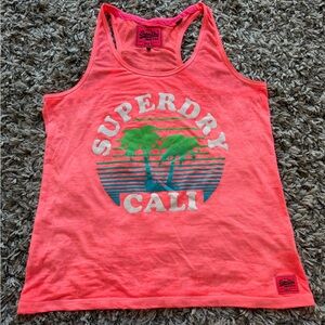 Superdry Neon Coral Cali Graphic Tank Top
